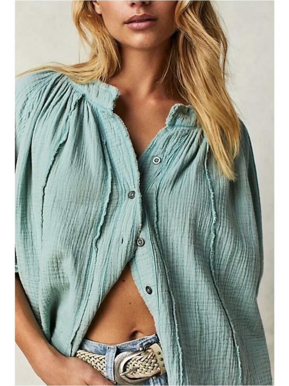 Free People We The Free Lucy Aqua Swing Top - Picture 3 of 6